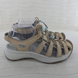 Keen Womens Newport H2 Beige Leather Waterproof Hiking Sandals Shoes Size 8.5